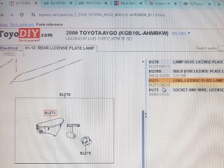 bontott TOYOTA AYGO Hátsó Rendszámtábla Világítás