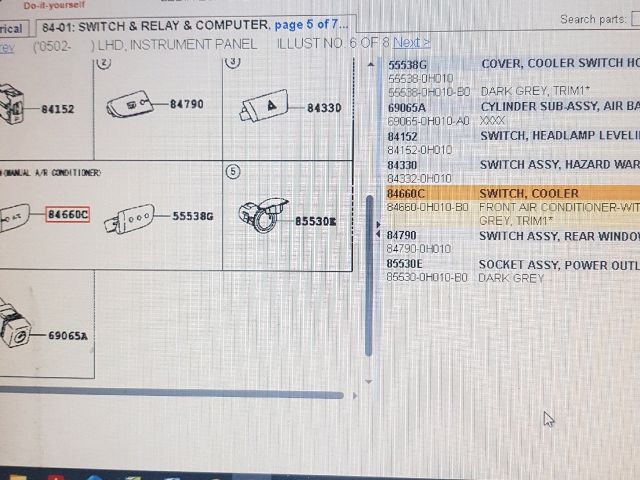 bontott TOYOTA AYGO Klíma Kapcsoló