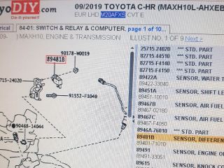 bontott TOYOTA C-HR Kipufogó Nyomásérzékelő