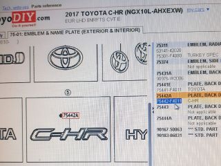 bontott TOYOTA C-HR Hátsó Embléma