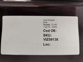 bontott TOYOTA C-HR Jobb első Ajtó (Üres lemez)