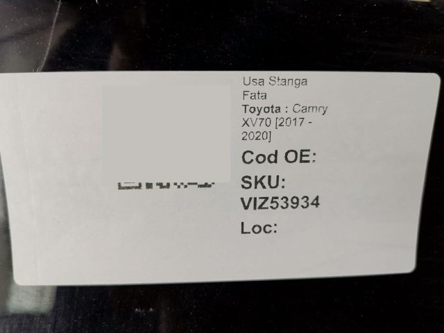 bontott TOYOTA CAMRY Bal első Ajtó (Üres lemez)