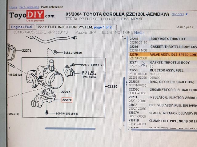 bontott TOYOTA COROLLA Alapjárati Motor