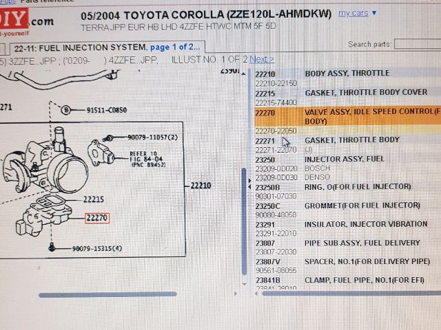 bontott TOYOTA COROLLA Alapjárati Motor
