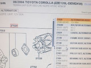 bontott TOYOTA COROLLA Generátor