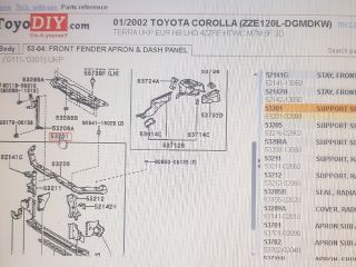 bontott TOYOTA COROLLA Komplett Homlokfal (Részeivel)