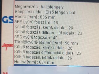 bontott TOYOTA COROLLA Bal Féltengely