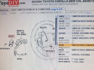 bontott TOYOTA COROLLA Gyújtáskapcsoló