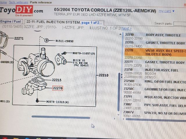 bontott TOYOTA COROLLA Alapjárati Motor