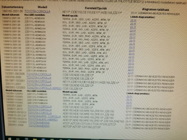 bontott TOYOTA COROLLA Alapjárati Motor