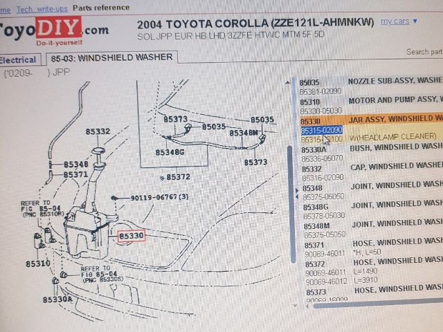 bontott TOYOTA COROLLA Ablakmosó Tartály