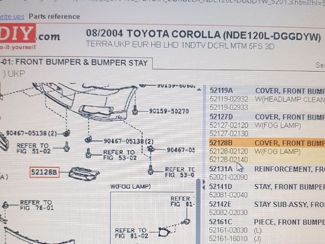 bontott TOYOTA COROLLA Bal első Lökhárító Vakborítás