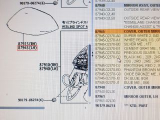bontott TOYOTA COROLLA Bal Visszapillantó Tükör Burkolat