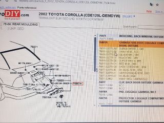 bontott TOYOTA COROLLA Csomagtérajtó Díszléc