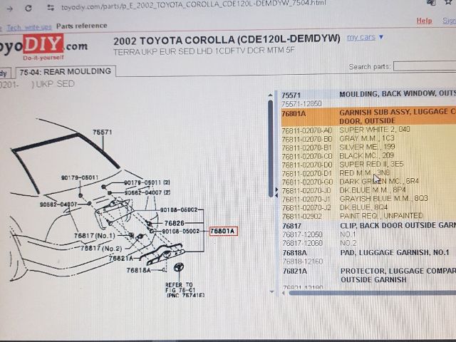 bontott TOYOTA COROLLA Csomagtérajtó Díszléc