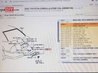 bontott TOYOTA COROLLA Csomagtérajtó Díszléc