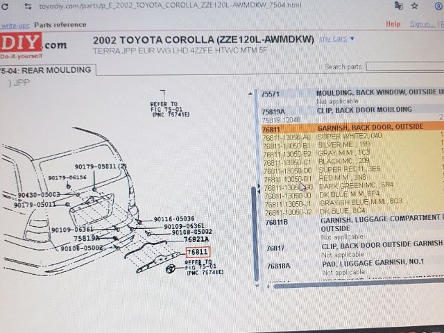 bontott TOYOTA COROLLA Csomagtérajtó Díszléc