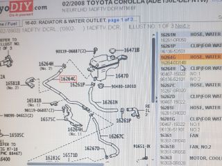 bontott TOYOTA COROLLA Hűtővíz Elosztó Cső