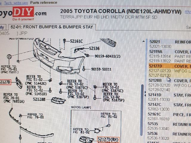 bontott TOYOTA COROLLA Jobb első Lökhárító Vakborítás