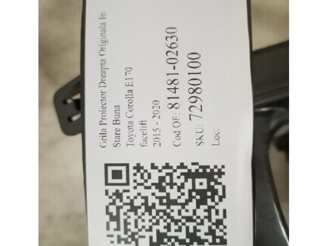 bontott TOYOTA COROLLA Jobb Ködlámpa Rács