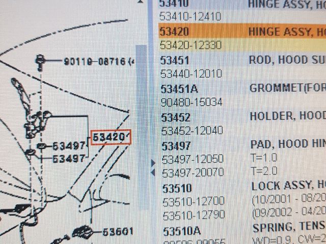 bontott TOYOTA COROLLA Motorháztető Bal Zsanér