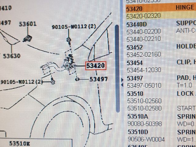 bontott TOYOTA COROLLA Motorháztető Bal Zsanér