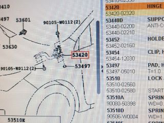bontott TOYOTA COROLLA Motorháztető Bal Zsanér