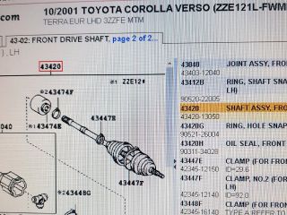 bontott TOYOTA COROLLA VERSO Bal Féltengely