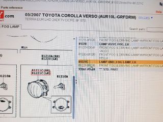 bontott TOYOTA COROLLA VERSO Bal Ködfényszóró