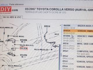 bontott TOYOTA COROLLA VERSO Gyorsulás Jeladó