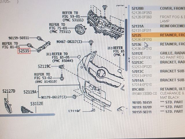 bontott TOYOTA COROLLA VERSO Jobb első Lökhárító Tartó (Műanyag)