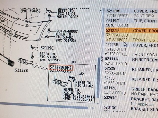 bontott TOYOTA COROLLA VERSO Jobb Ködfényszóró Lámpakeret