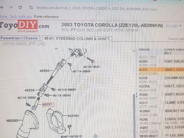 bontott TOYOTA COROLLA VERSO Kormánykardán