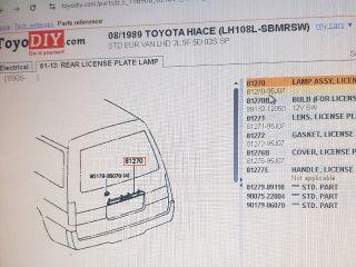 bontott TOYOTA HIACE Rendszámtábla Világítás Keret