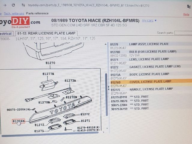 bontott TOYOTA HIACE Rendszámtábla Világítás Keret