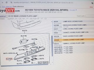 bontott TOYOTA HIACE Rendszámtábla Világítás Keret