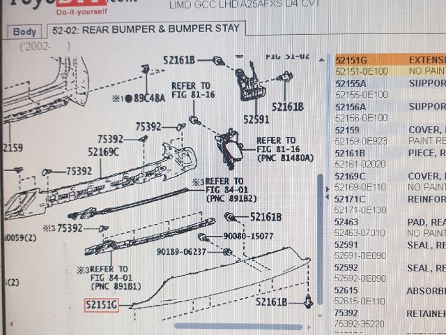 bontott TOYOTA HIGHLANDER Hátsó Lökhárító Alsó (Műanyag)