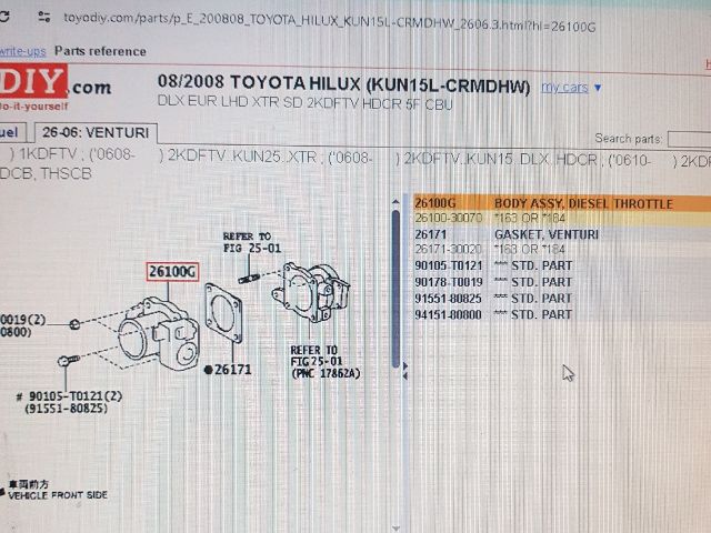 bontott TOYOTA HILUX Fojtószelep (Elektromos)