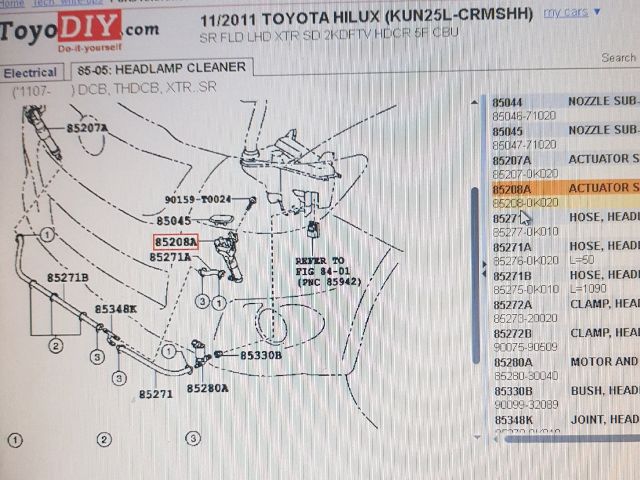 bontott TOYOTA HILUX Bal Fényszórómosó Fúvóka