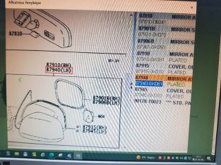 bontott TOYOTA HILUX Bal Visszapillantó Tükör (Elektromos)