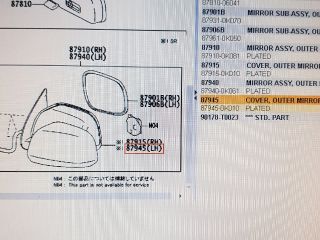 bontott TOYOTA HILUX Bal Visszapillantó Tükör (Elektromos)