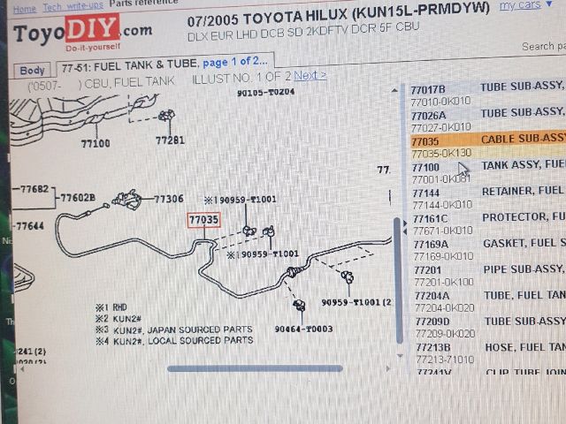 bontott TOYOTA HILUX Tankajtó Nyitó Bowden