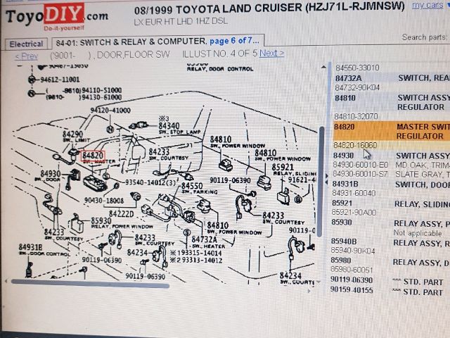 bontott TOYOTA LAND CRUISER Bal első Ablakemelő Kapcsoló