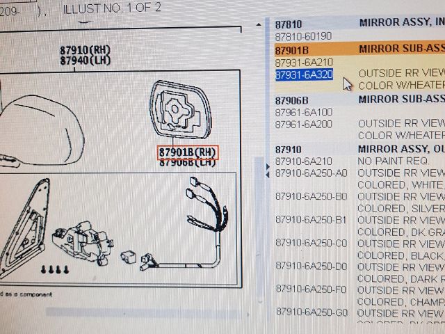 bontott TOYOTA LAND CRUISER Jobb Tükörlap