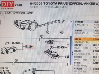 bontott TOYOTA PRIUS Ajtó Világítás
