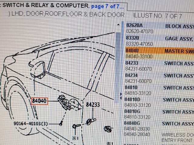 bontott TOYOTA PRIUS Bal első Ablakemelő Kapcsoló