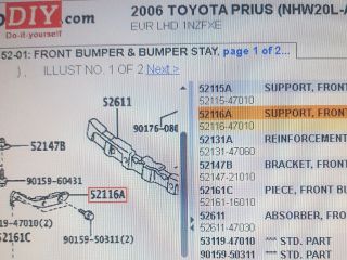bontott TOYOTA PRIUS Bal első Lökhárító Tartó (Műanyag)