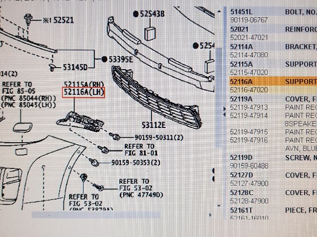 bontott TOYOTA PRIUS Bal első Lökhárító Tartó (Műanyag)