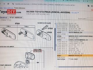 bontott TOYOTA PRIUS Bal Tükörlap