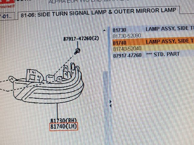 bontott TOYOTA PRIUS Bal Visszapillantó Tükör Irányjelző